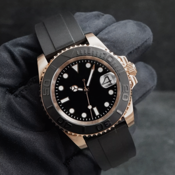 Custom Mod NH35 40mm Rose Gold/Black Yacht Style Mod Watch Movement Automatic