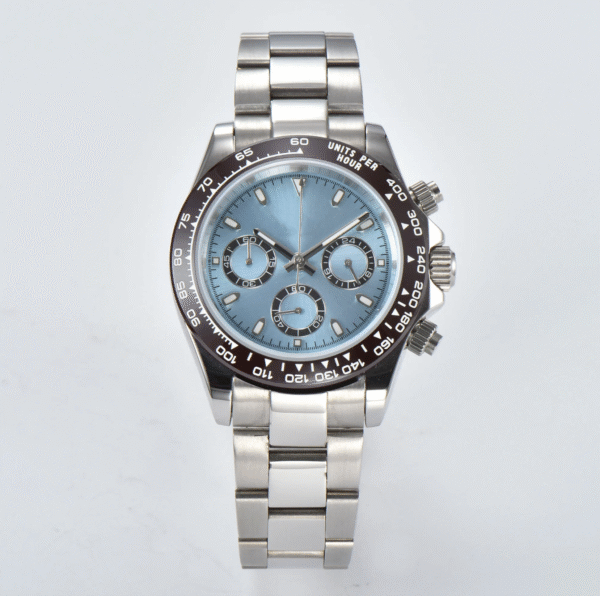 Custom Mod Chronograph Daytona Watch 40mm Panda Blue Dial VK63 Quartz Watch