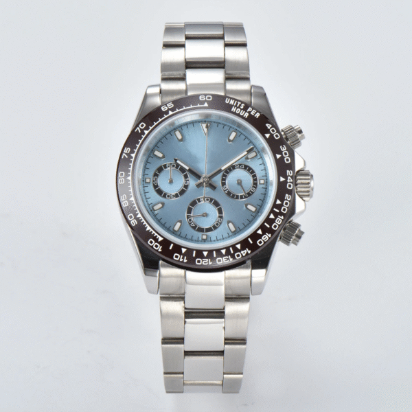 Custom Mod Chronograph Daytona Watch 40mm Panda Blue Dial VK63 Quartz Watch