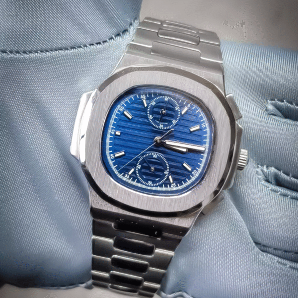 Custom Mod Seiko Watch Blue Dial 41mm Time Travel Seiko Quartz VK61 Movement