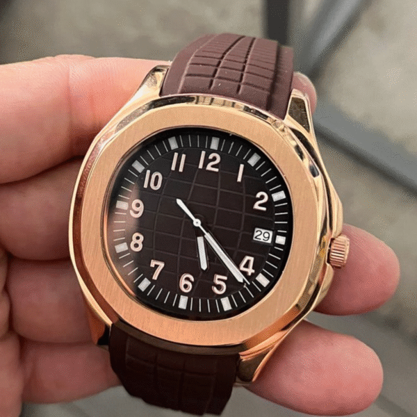 Custom Seiko Mod NH35 Rubber Strap Rose/Gold Nautical Style Watch Automatic