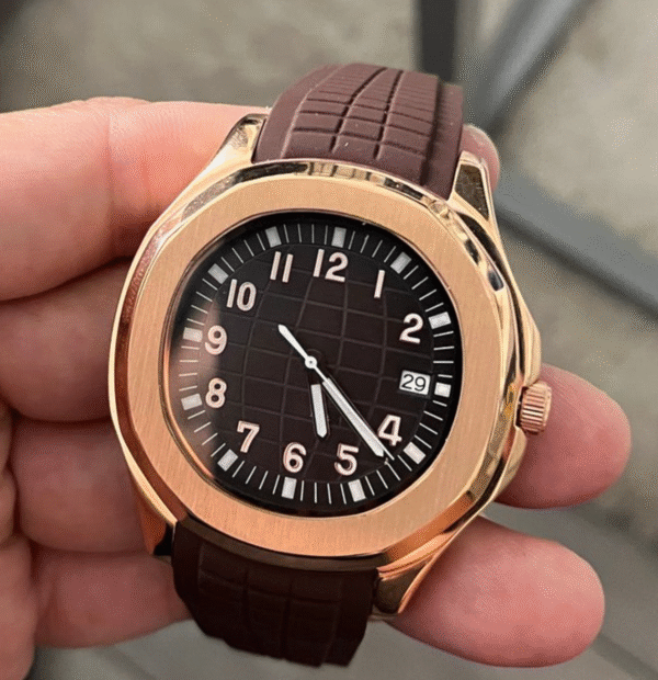 Custom Seiko Mod NH35 Rubber Strap Rose/Gold Nautical Style Watch Automatic