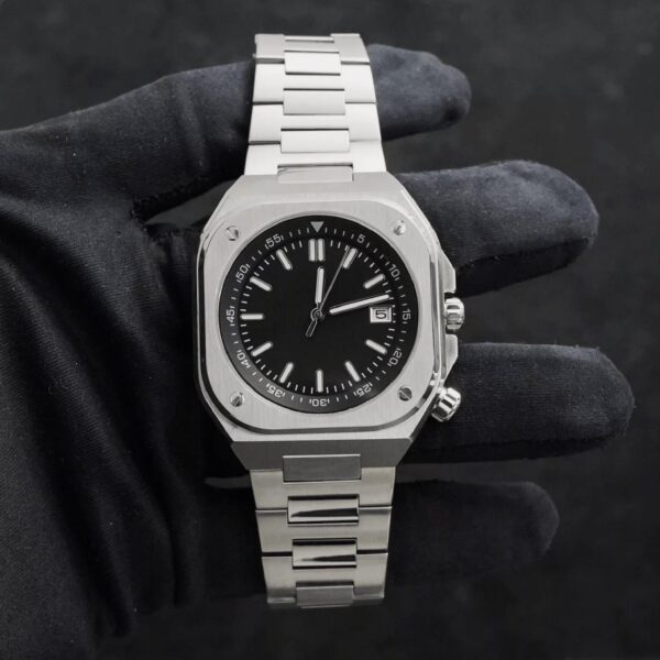 Custom Mod NH35 Seiko Movement 42mm B&R Style Square Black Dial Mod Watch