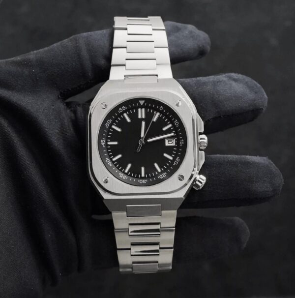 Custom Mod NH35 Seiko Movement 42mm B&R Style Square Black Dial Mod Watch