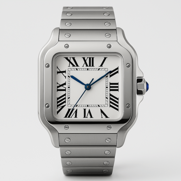 Custom Mod 38mm White Dial Square Santos Style Seiko NH35 Automatic Watch