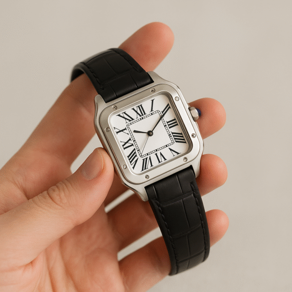 Seiko Santos White Dial Black Strap